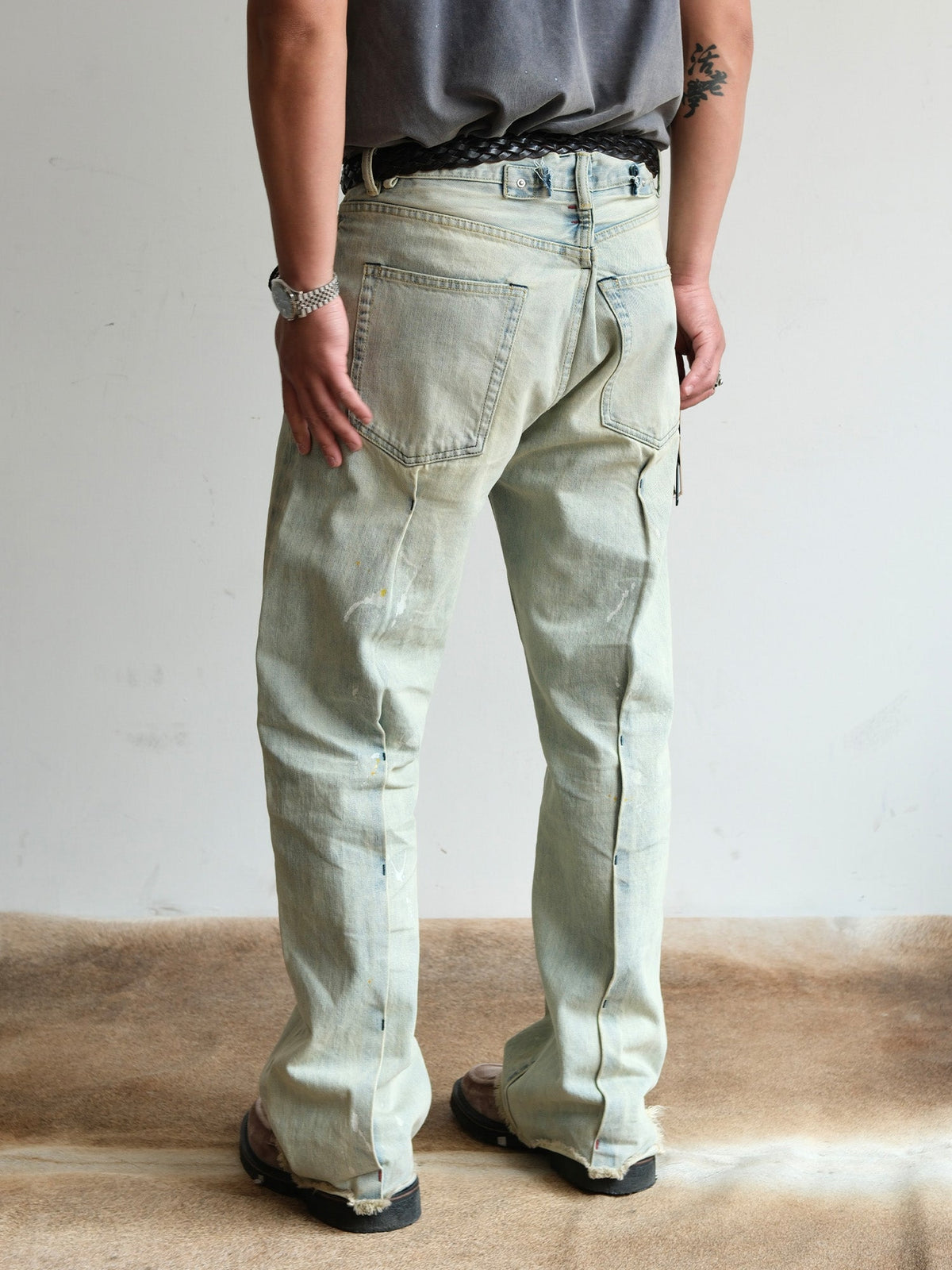 Pale Wash Paint Splatter Jeans - product view 7