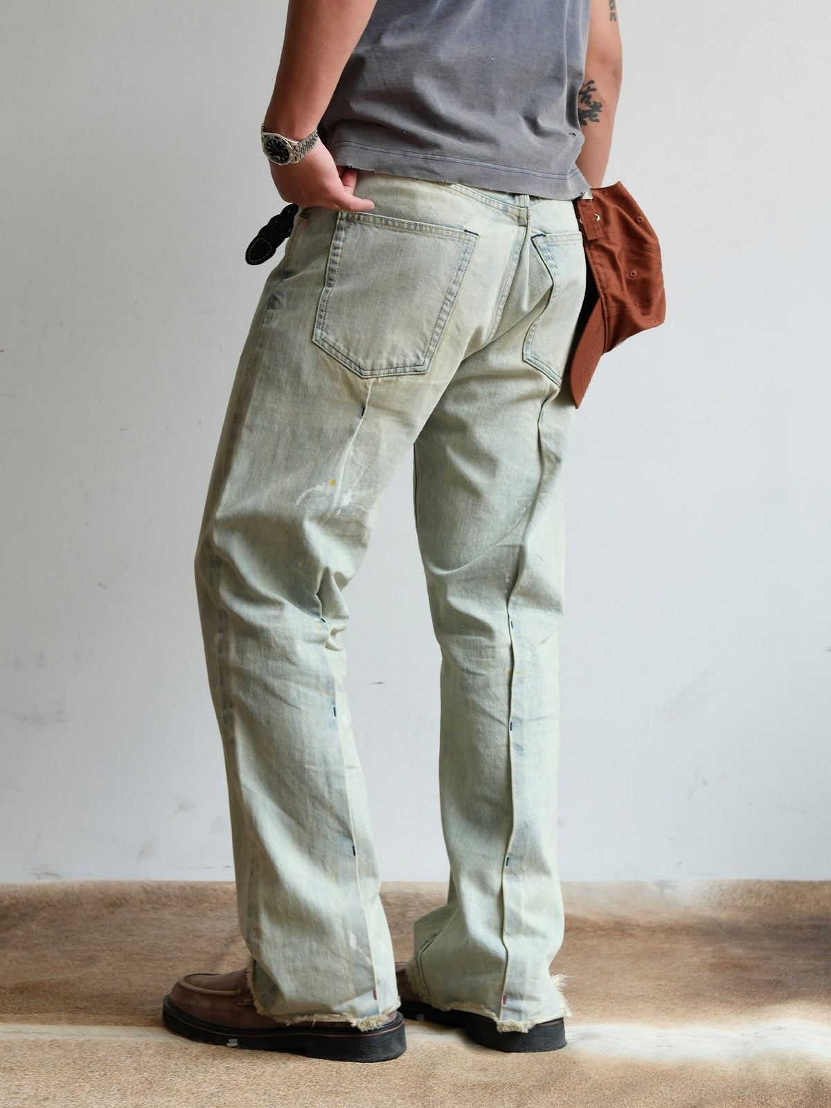 Pale Wash Paint Splatter Jeans - product view 9