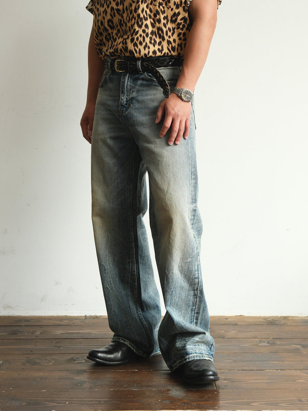 Whiskered Vintage Wash Straight Leg Jeans - product view 10