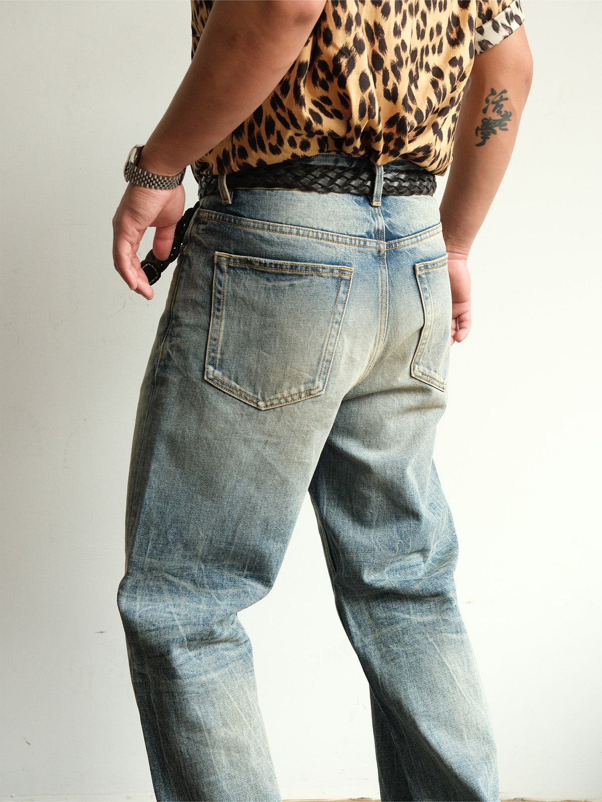 Whiskered Vintage Wash Straight Leg Jeans - product view 13