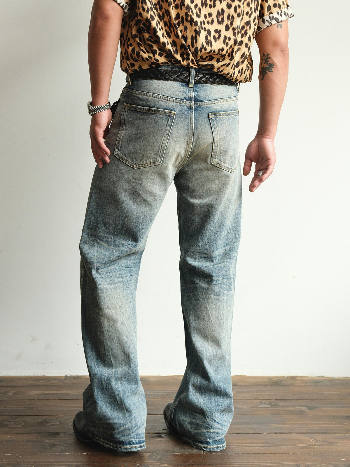Whiskered Vintage Wash Straight Leg Jeans - product view 8