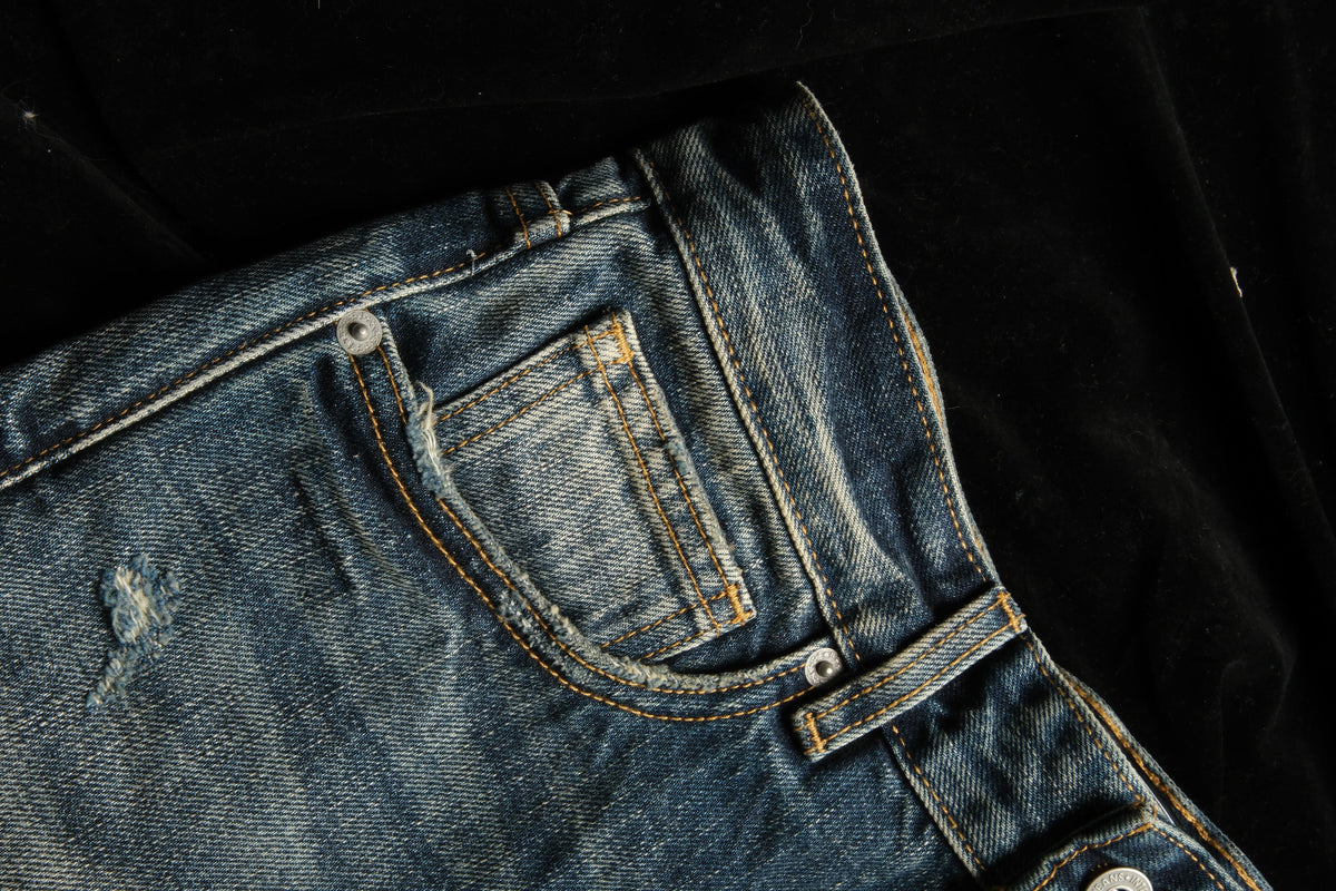 Faded Blue Cotton Flare Jeans - product view 15