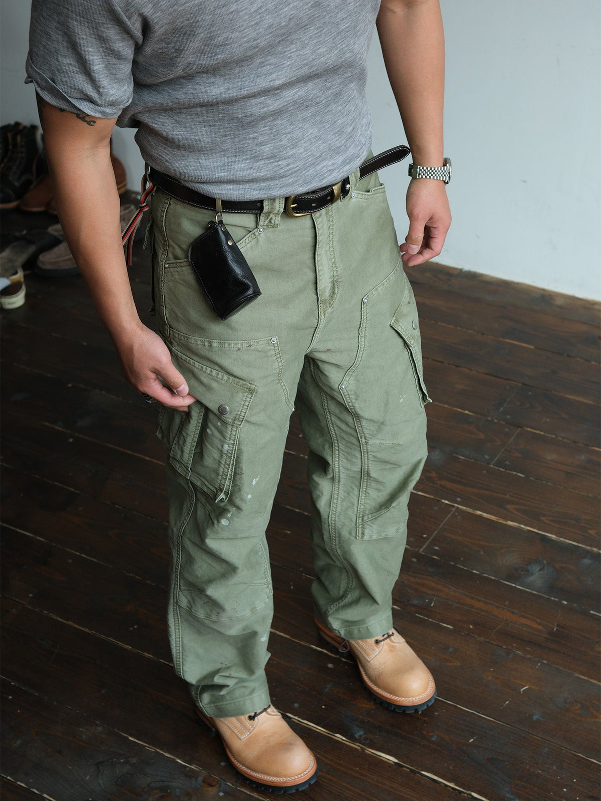 Washed Panel Seam Utility Cargo Pants - detail or styled view 10