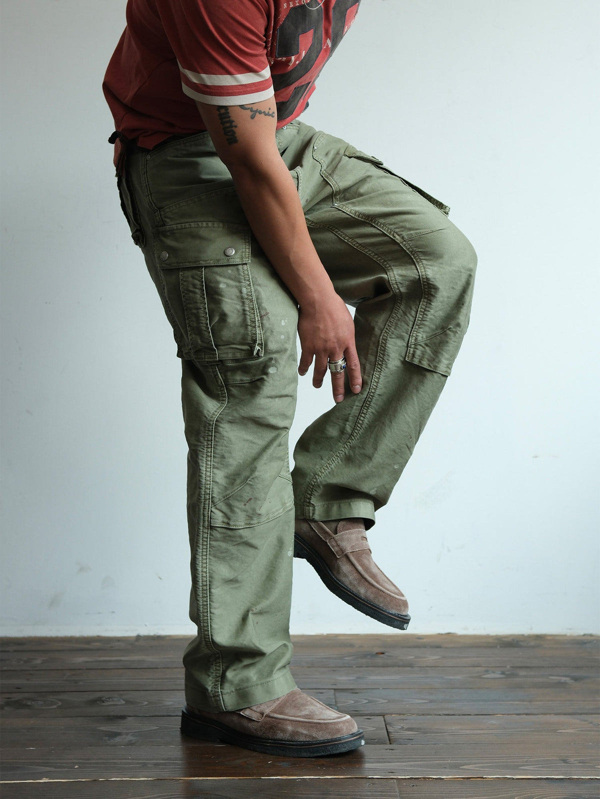 Washed Panel Seam Utility Cargo Pants - detail or styled view 8