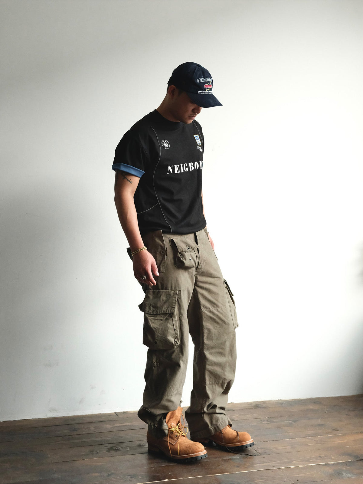 Distressed Wide Leg Cotton Cargo Pants - product view 12
