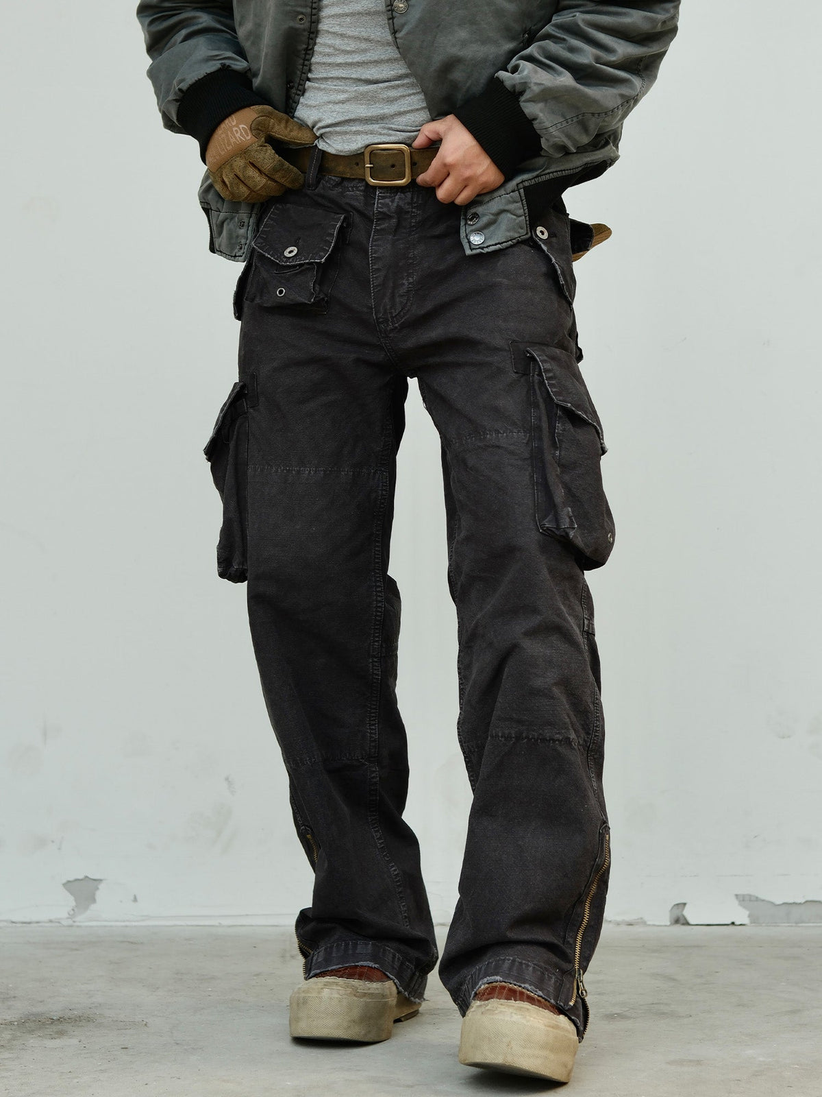 Distressed Wide Leg Cotton Cargo Pants - product view 13
