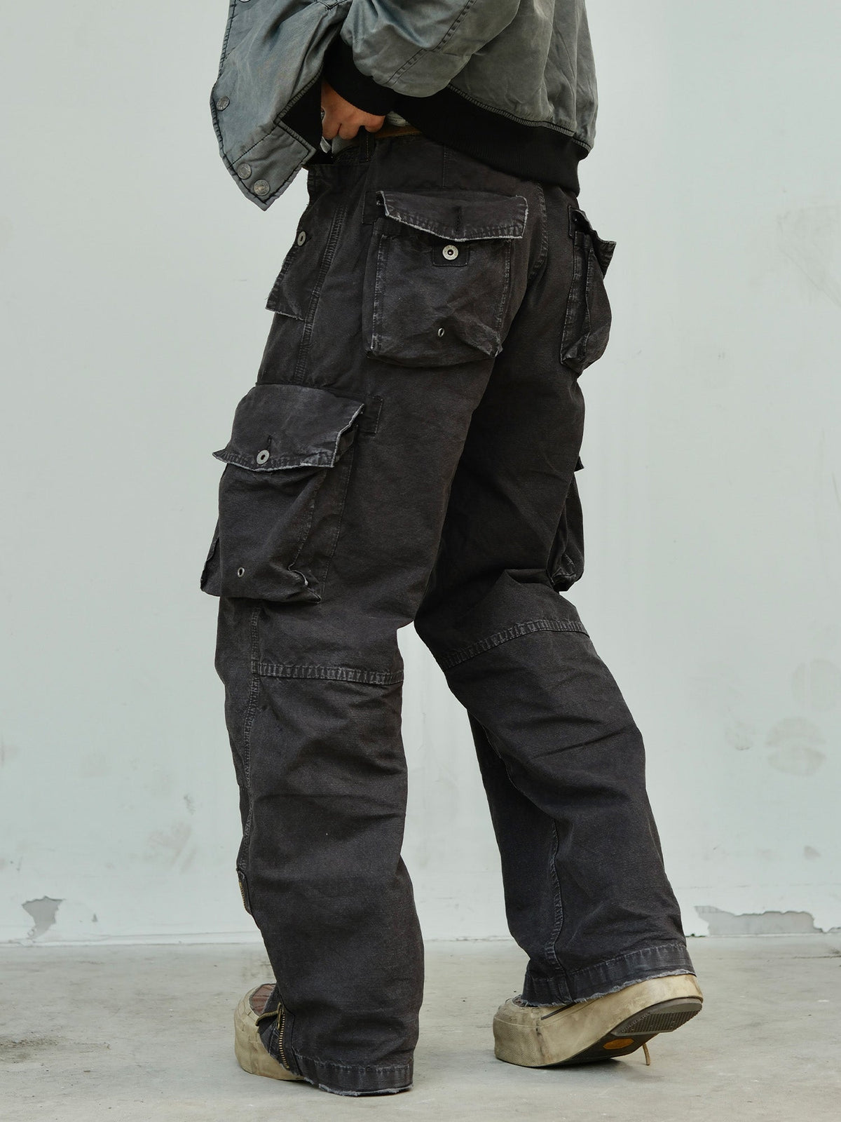 Distressed Wide Leg Cotton Cargo Pants - product view 14