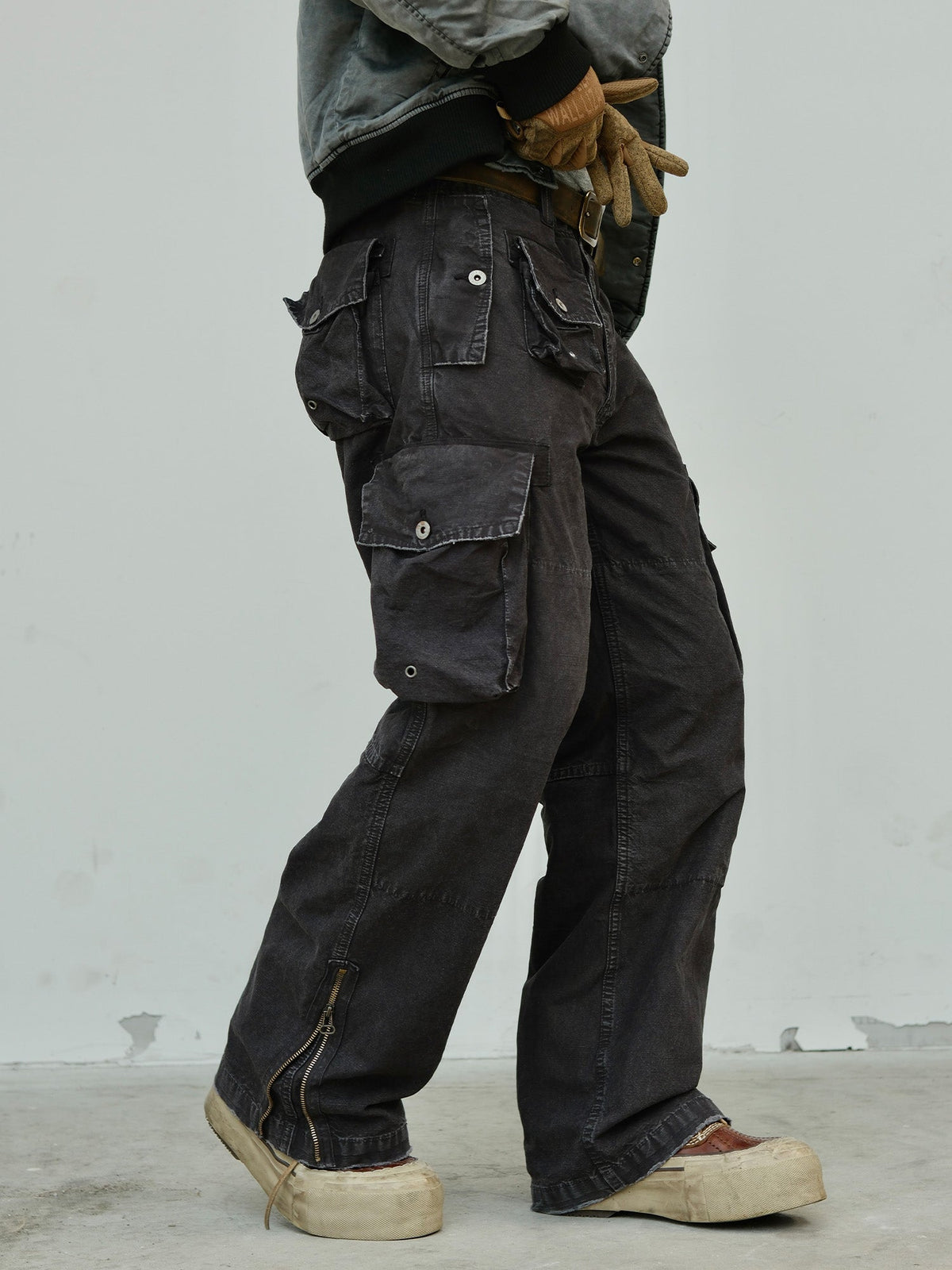 Distressed Wide Leg Cotton Cargo Pants - product view 18