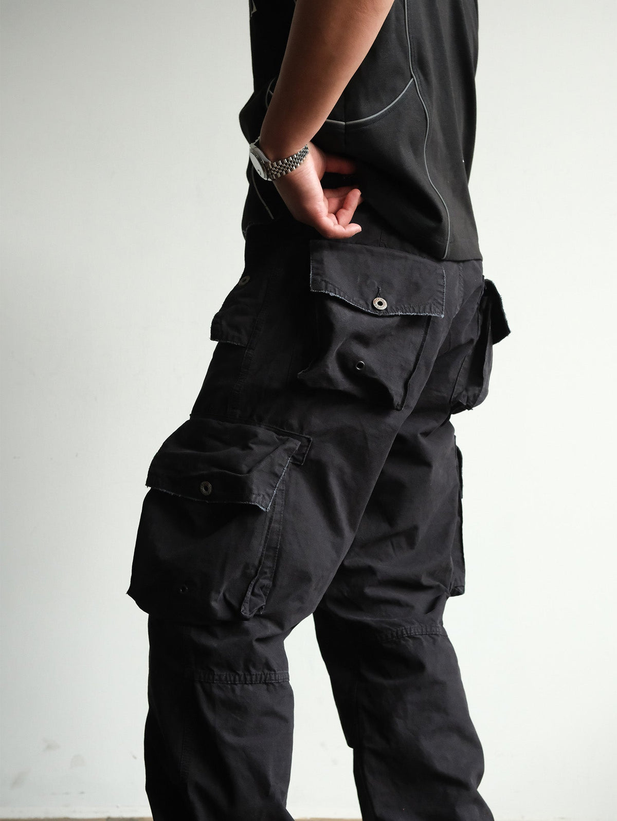 Distressed Wide Leg Cotton Cargo Pants - product view 24