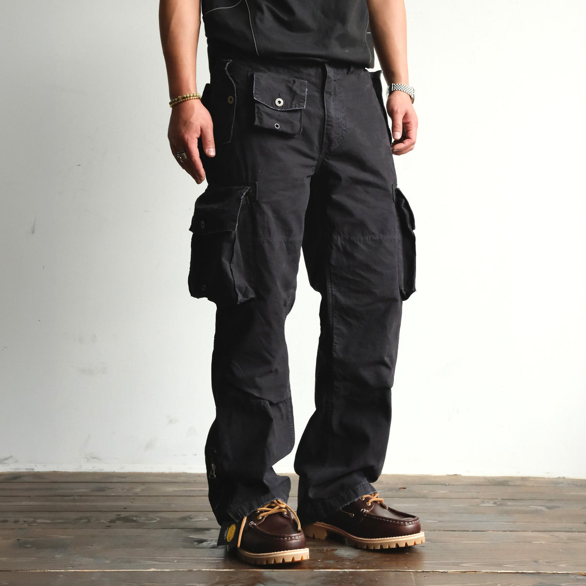 Distressed Wide Leg Cotton Cargo Pants - product view 5