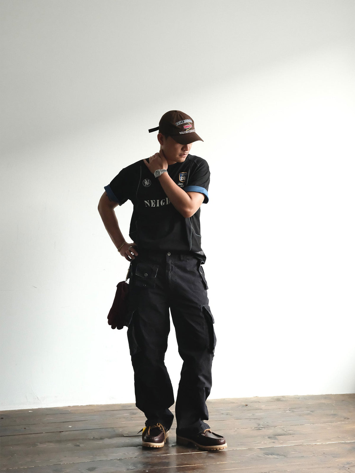 Distressed Wide Leg Cotton Cargo Pants - product view 9