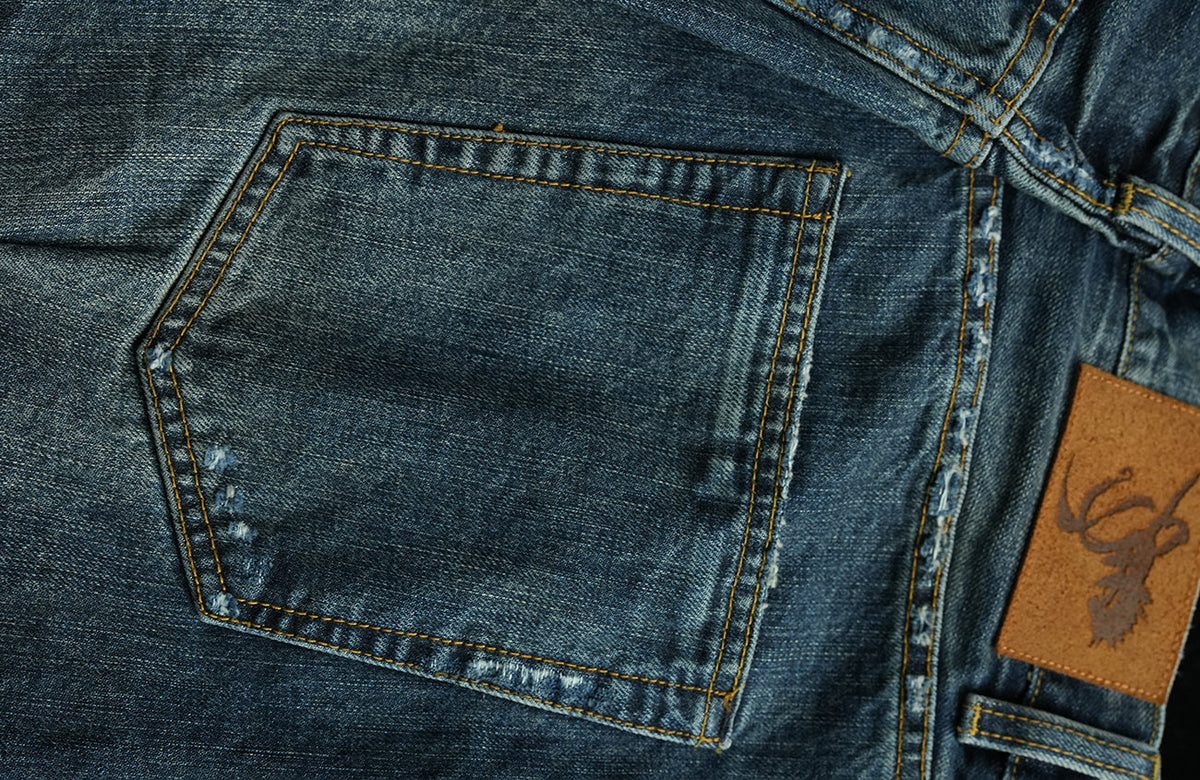 Vintage Blue Ripped Straight Leg Jeans - product view 10