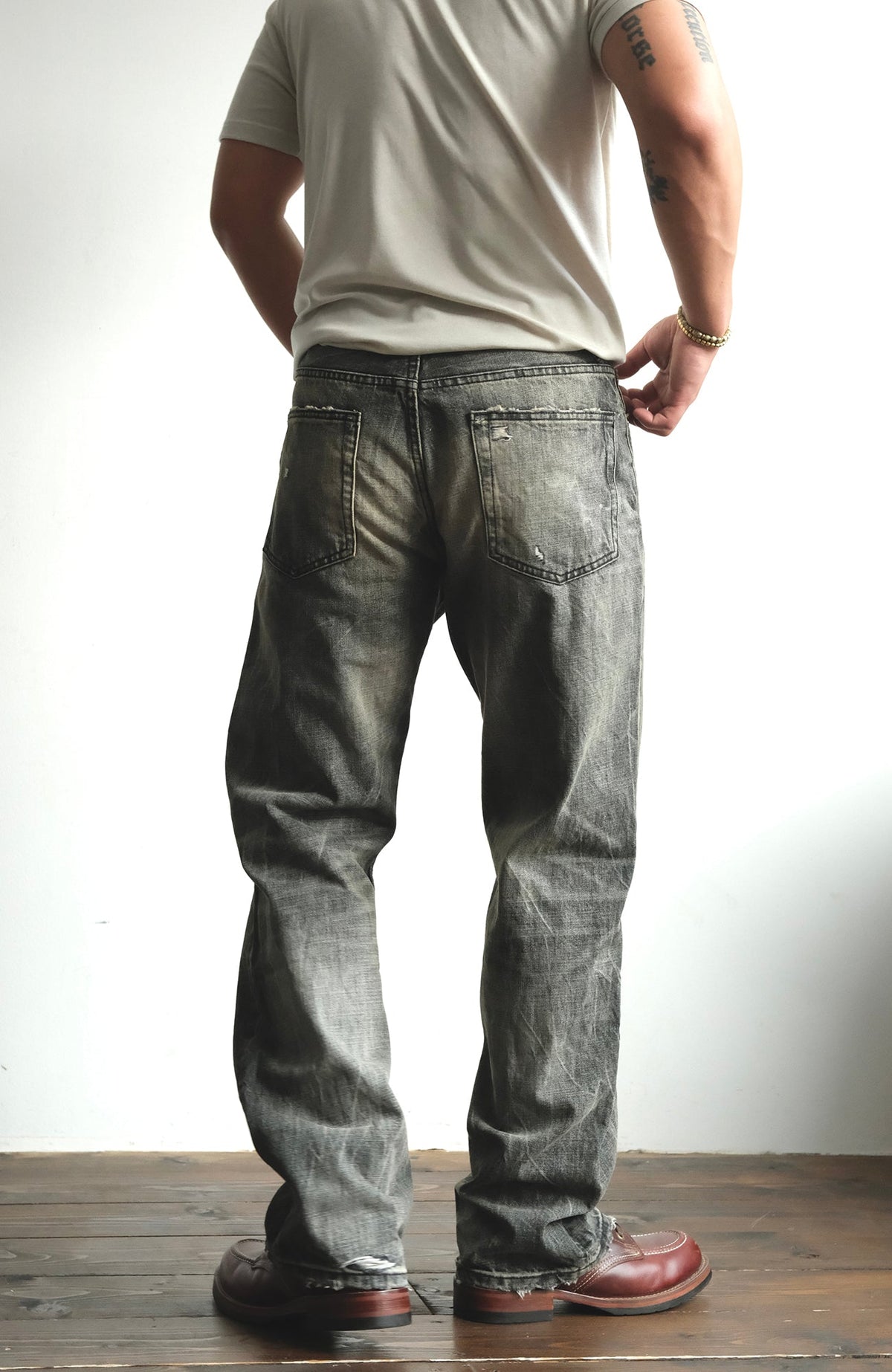 Faded Black Loose Fit Distressed Jeans - product view 8