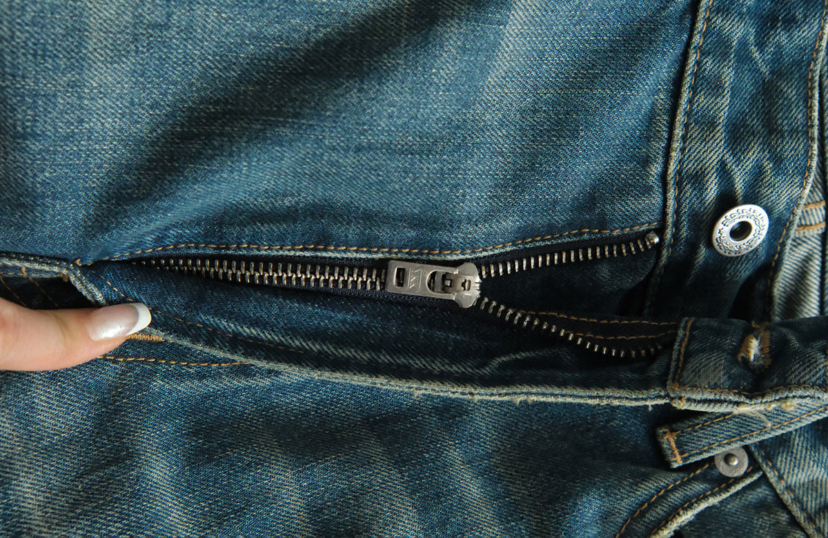 Heavyweight Washed Cotton Straight Jeans - product view 10