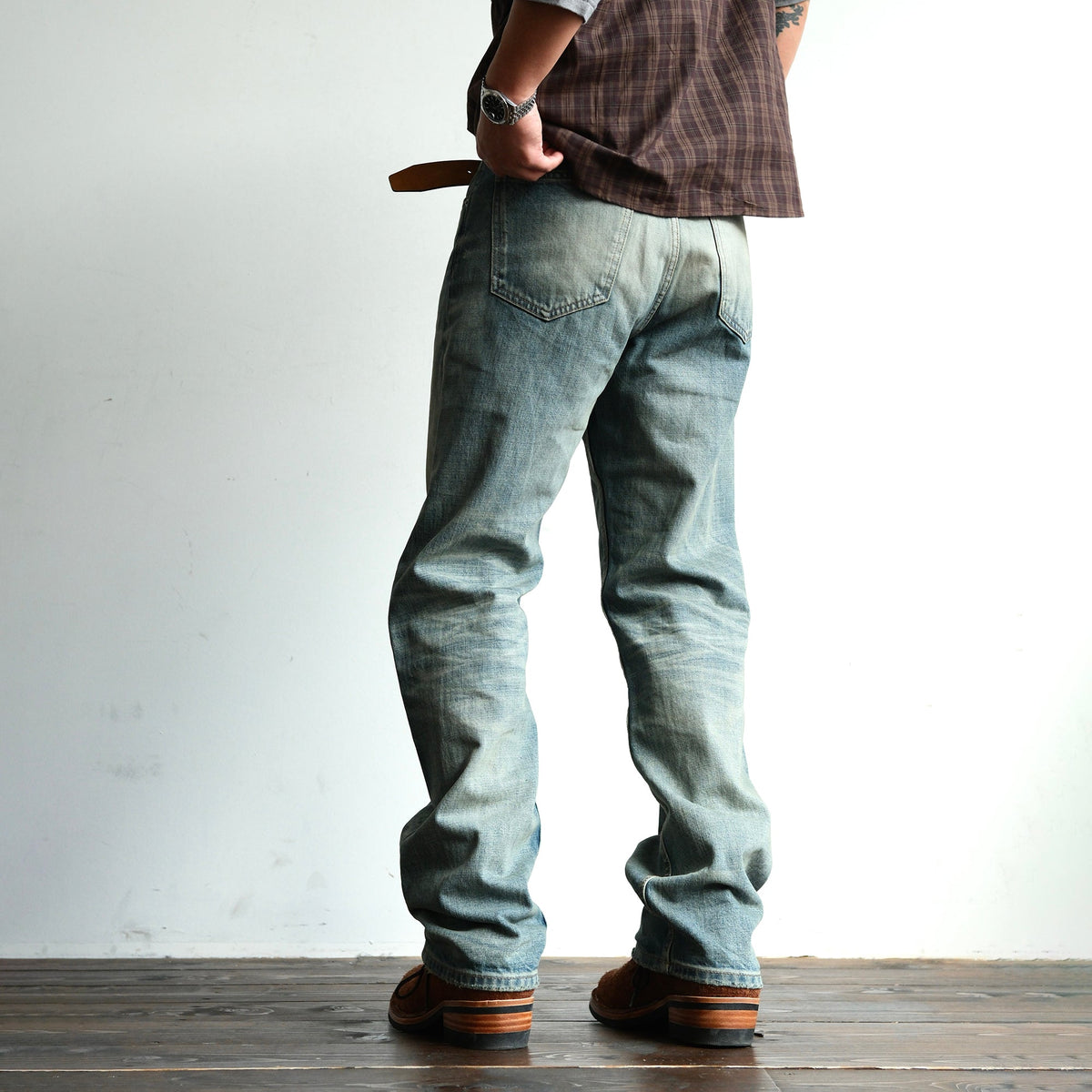 Heavyweight Washed Cotton Straight Jeans - product view 2