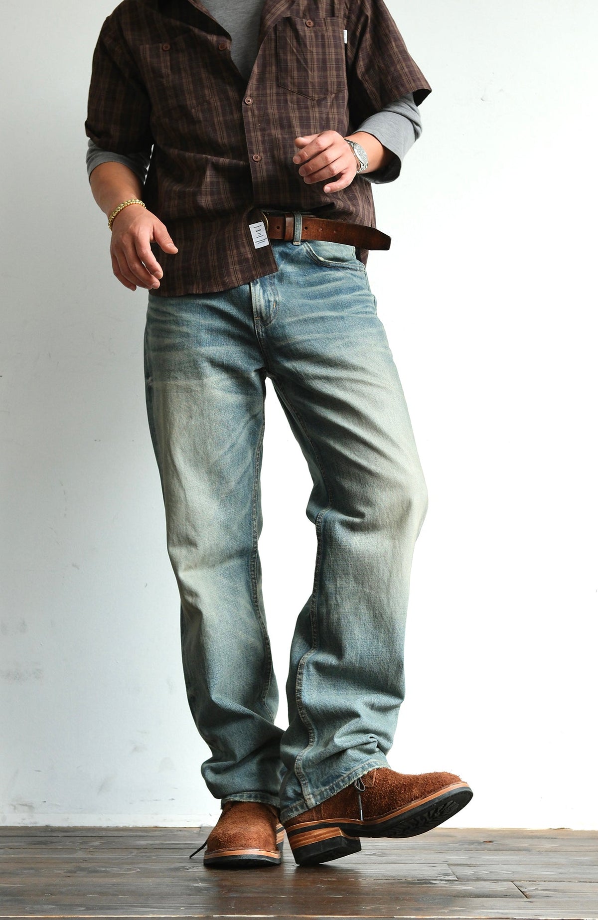 Heavyweight Washed Cotton Straight Jeans - product view 7