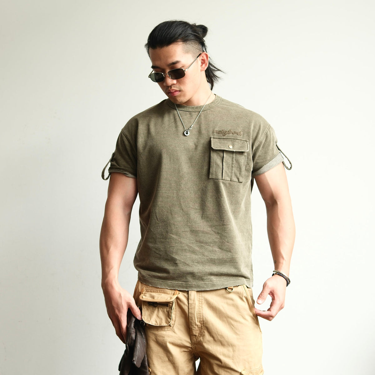 Washed Cotton Blend Pocket T-Shirt - product view 2