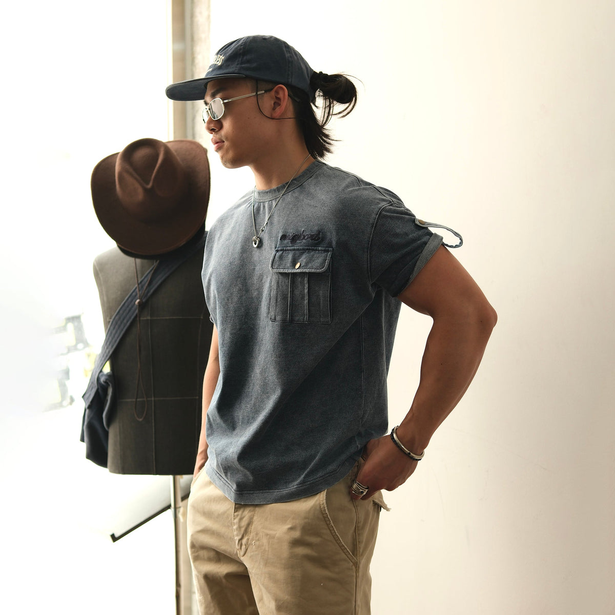 Washed Cotton Blend Pocket T-Shirt - product view 4