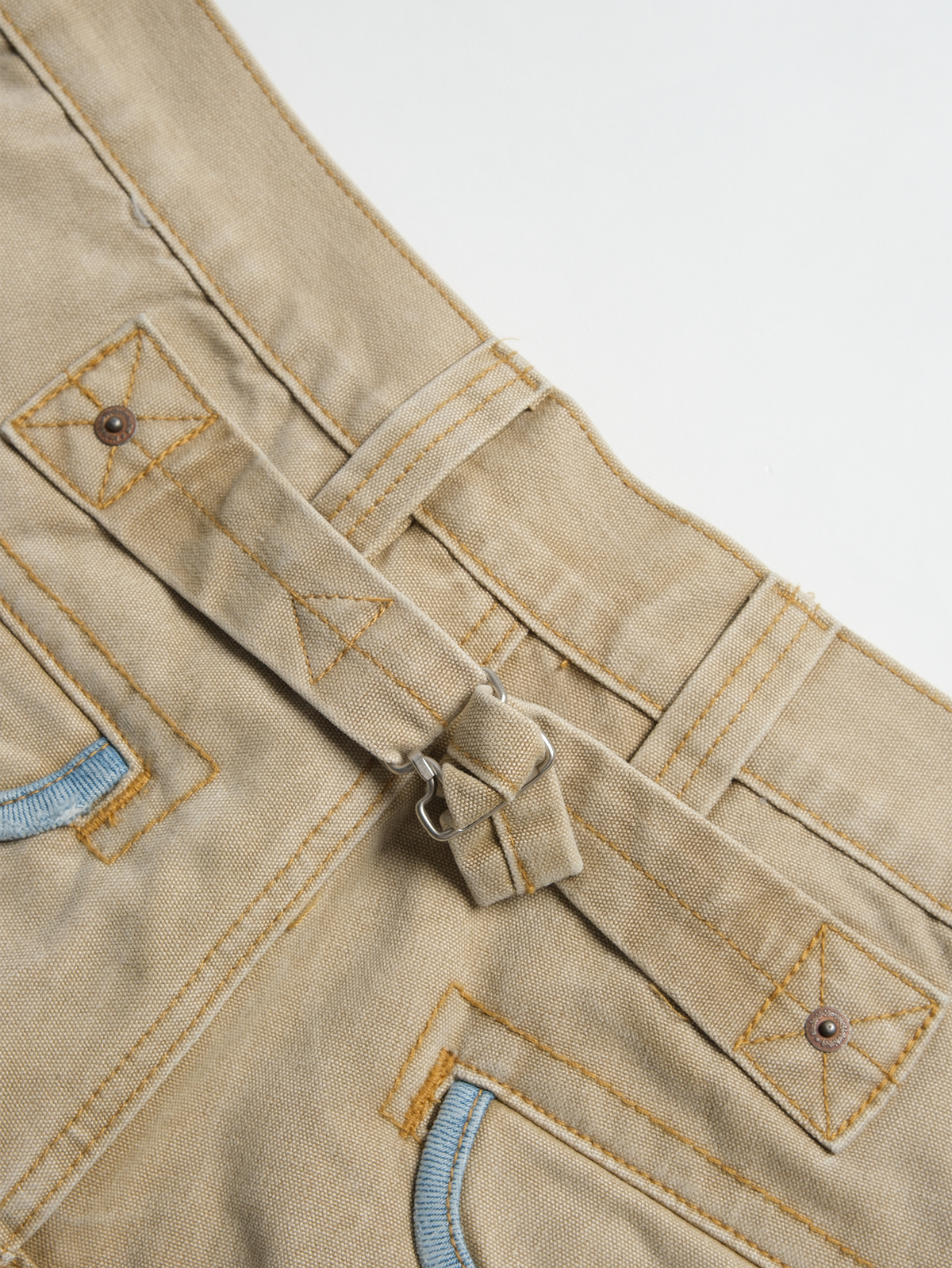 Denim Trim Washed Cotton Utility Shorts - detail or styled view 17