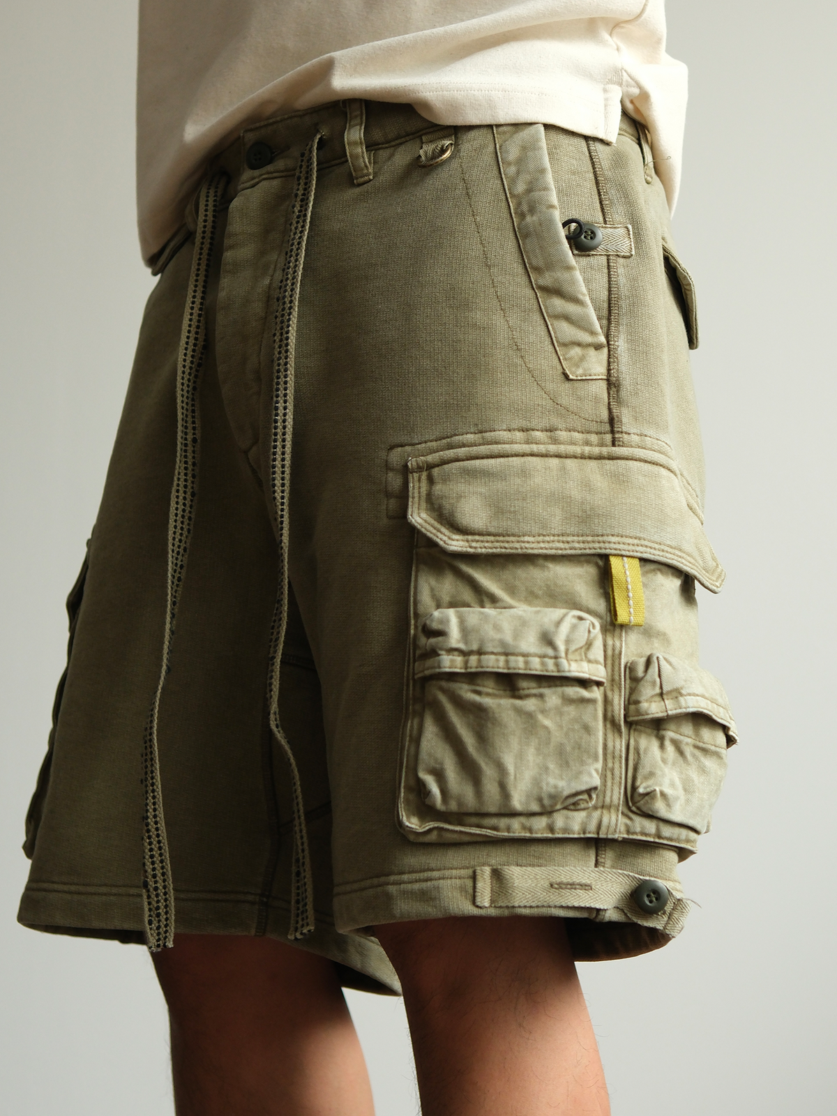 Drawstring Cotton Utility Cargo Shorts - product view 14