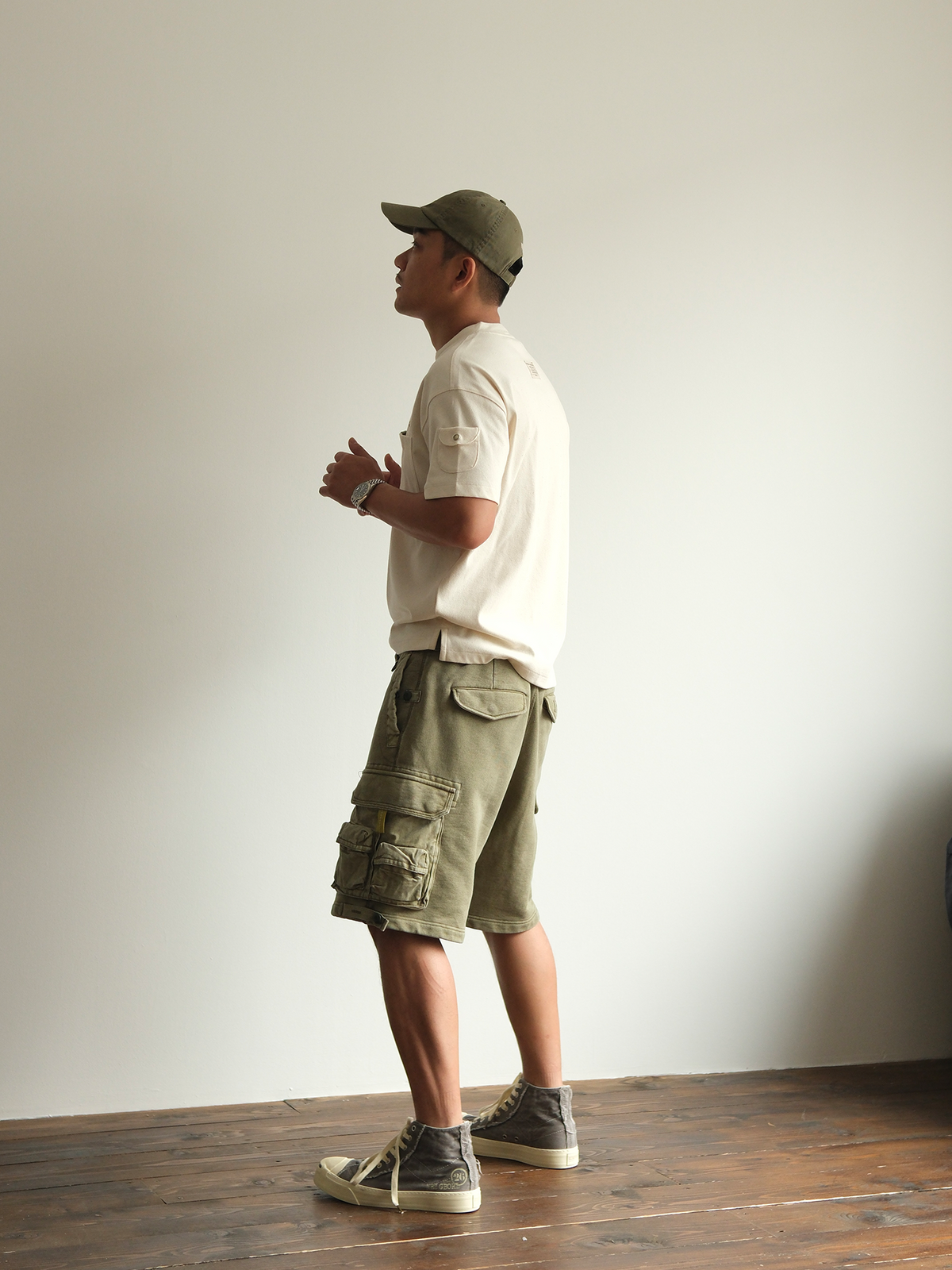 Drawstring Cotton Utility Cargo Shorts - product view 6