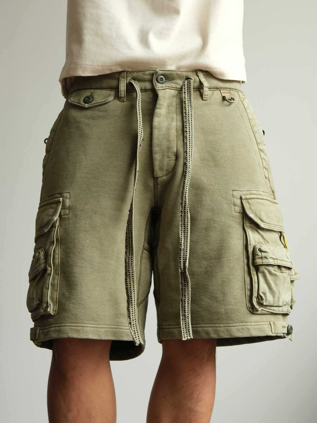 Drawstring Cotton Utility Cargo Shorts - product view 7