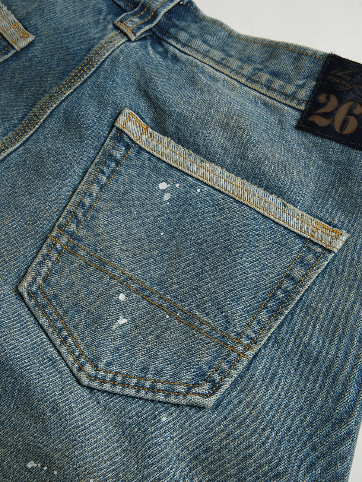 Paint Splattered Denim Cargo Shorts - product view 17