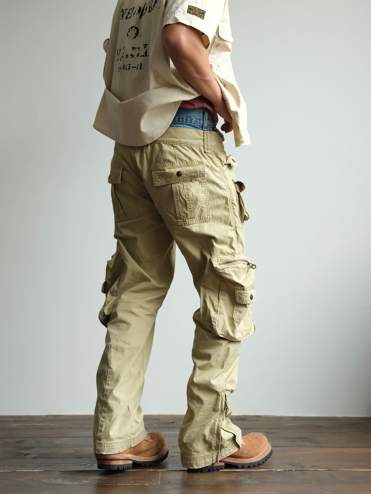 Denim Waistband Zip Hem Cargo Pants - detail or styled view 12