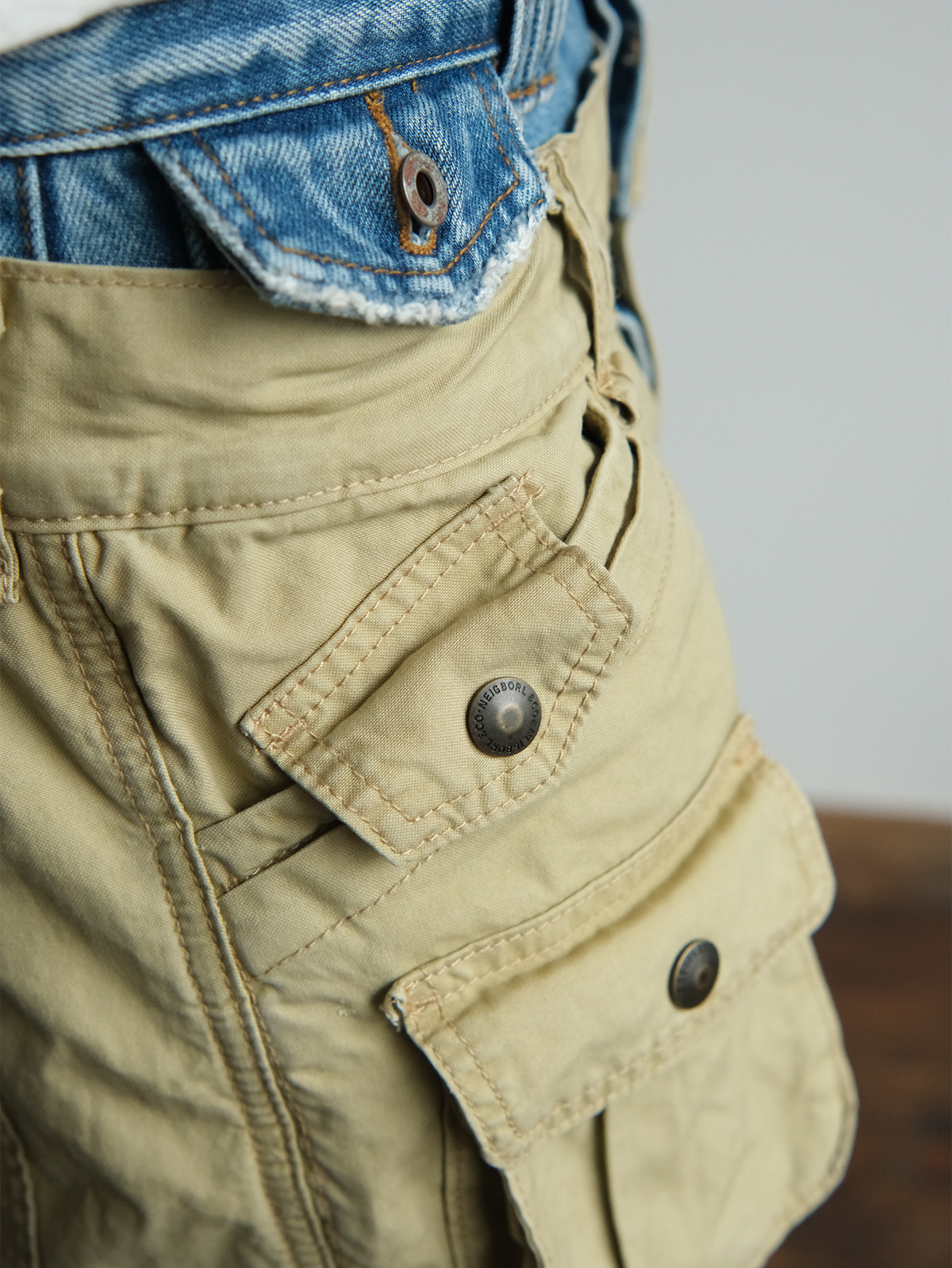 Denim Waistband Zip Hem Cargo Pants - detail or styled view 16