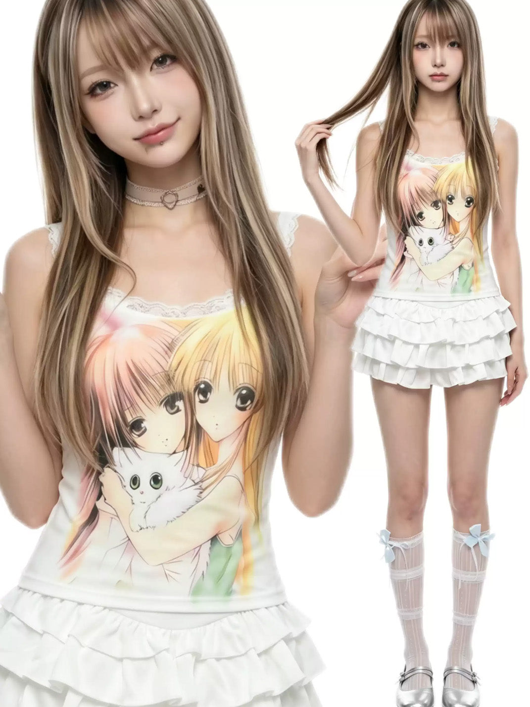 Comic Panel Lace-Edge Tank — view 2