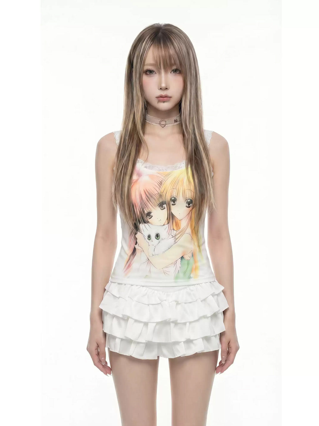 Comic Panel Lace-Edge Tank — view 3