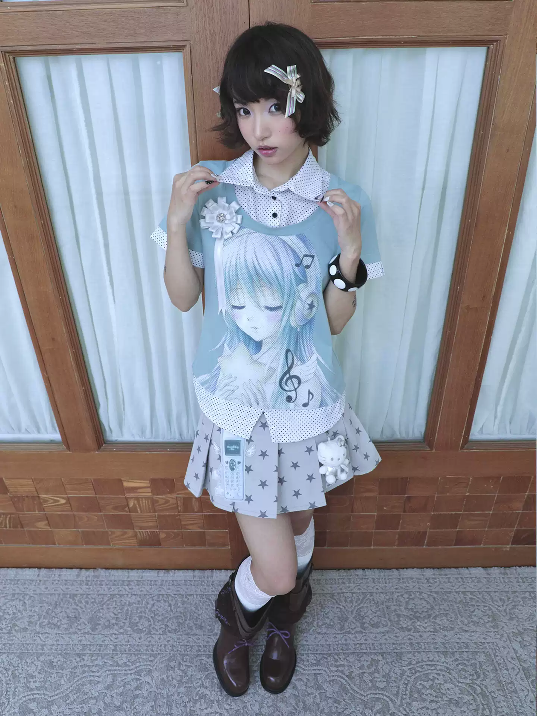 Music Girl Polka-Dot Collar Tee — view 3