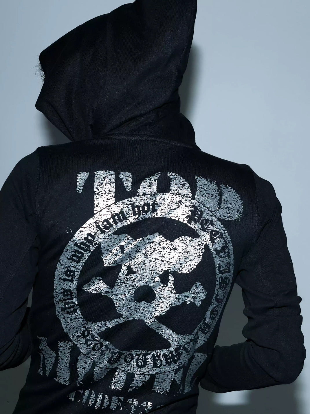 Glitter Skull Offset-Zip Hoodie — view 3