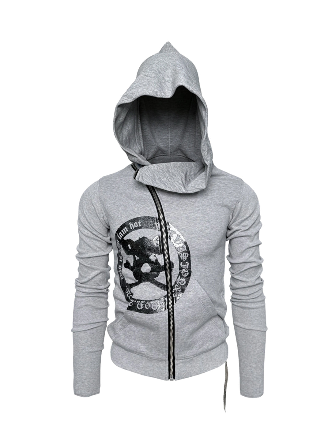 Glitter Skull Offset-Zip Hoodie — view 4