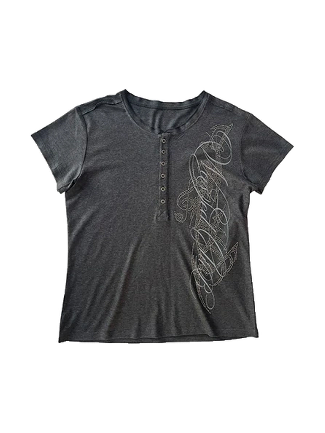 Rhinestone Script Short-Sleeve Henley — view 1