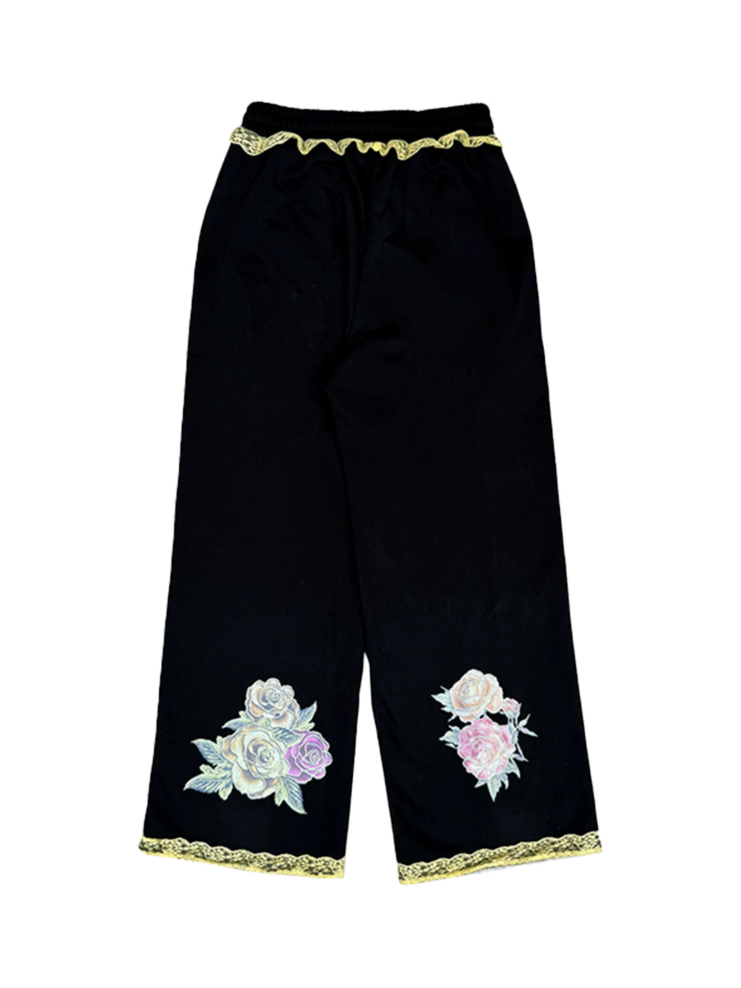 Yellow Lace Rose-Graphic Wide-Leg Sweatpants — view 7