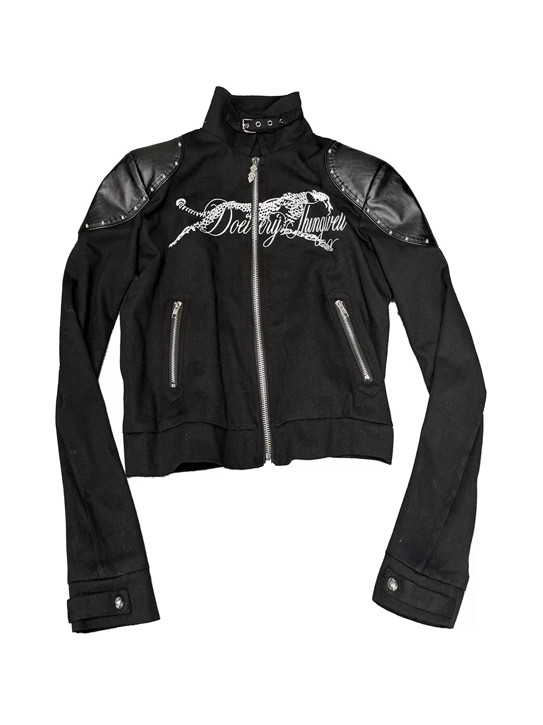 Studded Panther Canvas Zip Jacket - product view 1