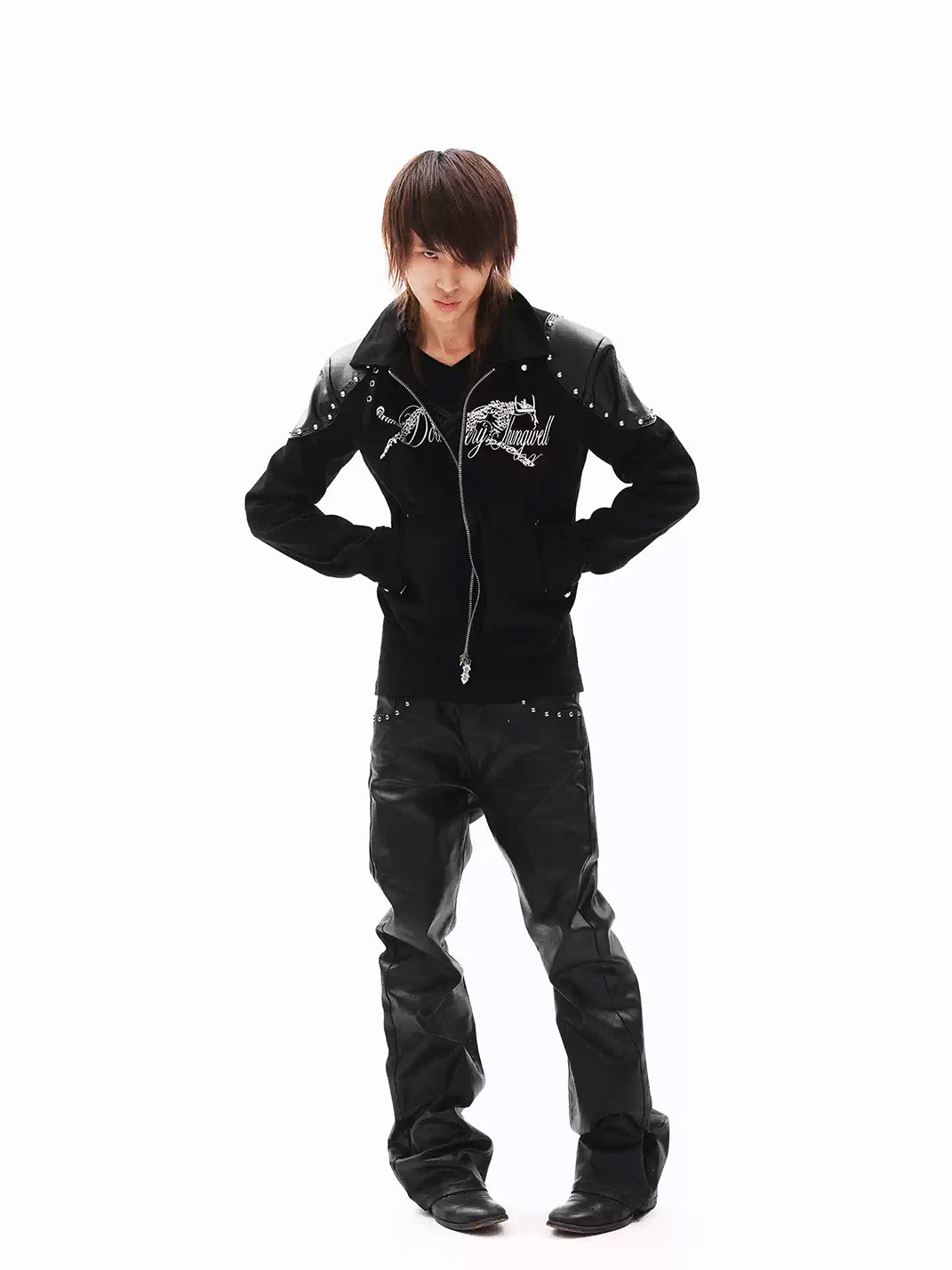 Studded Panther Canvas Zip Jacket - product view 4
