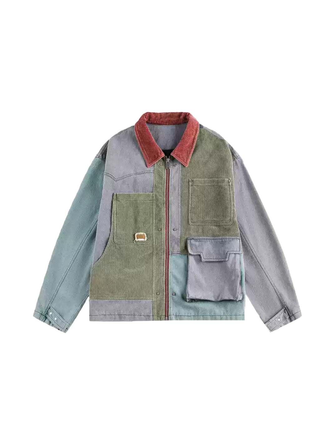 Corduroy Collar Colorblock Cotton Utility Jacket - product view 1