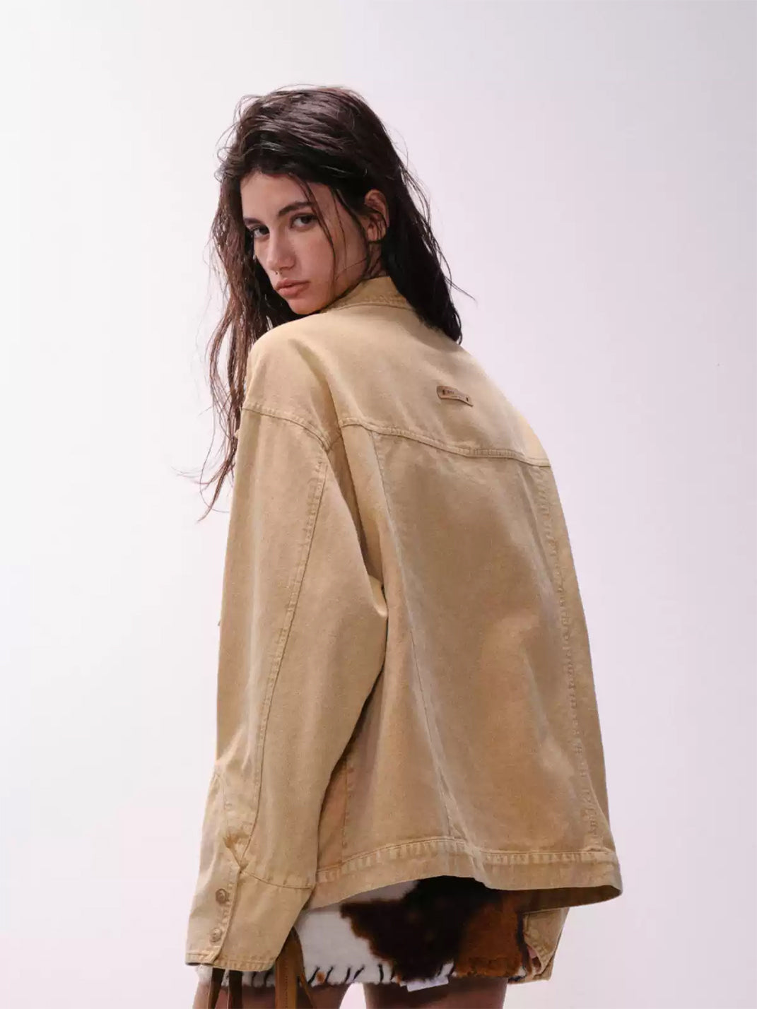 Western Embroidered Brown Cotton Denim Jacket - product view 5