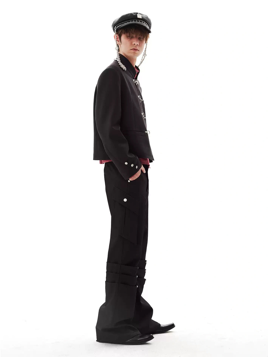 Black Rivet Knee Panel Cargo Flares - product view 4
