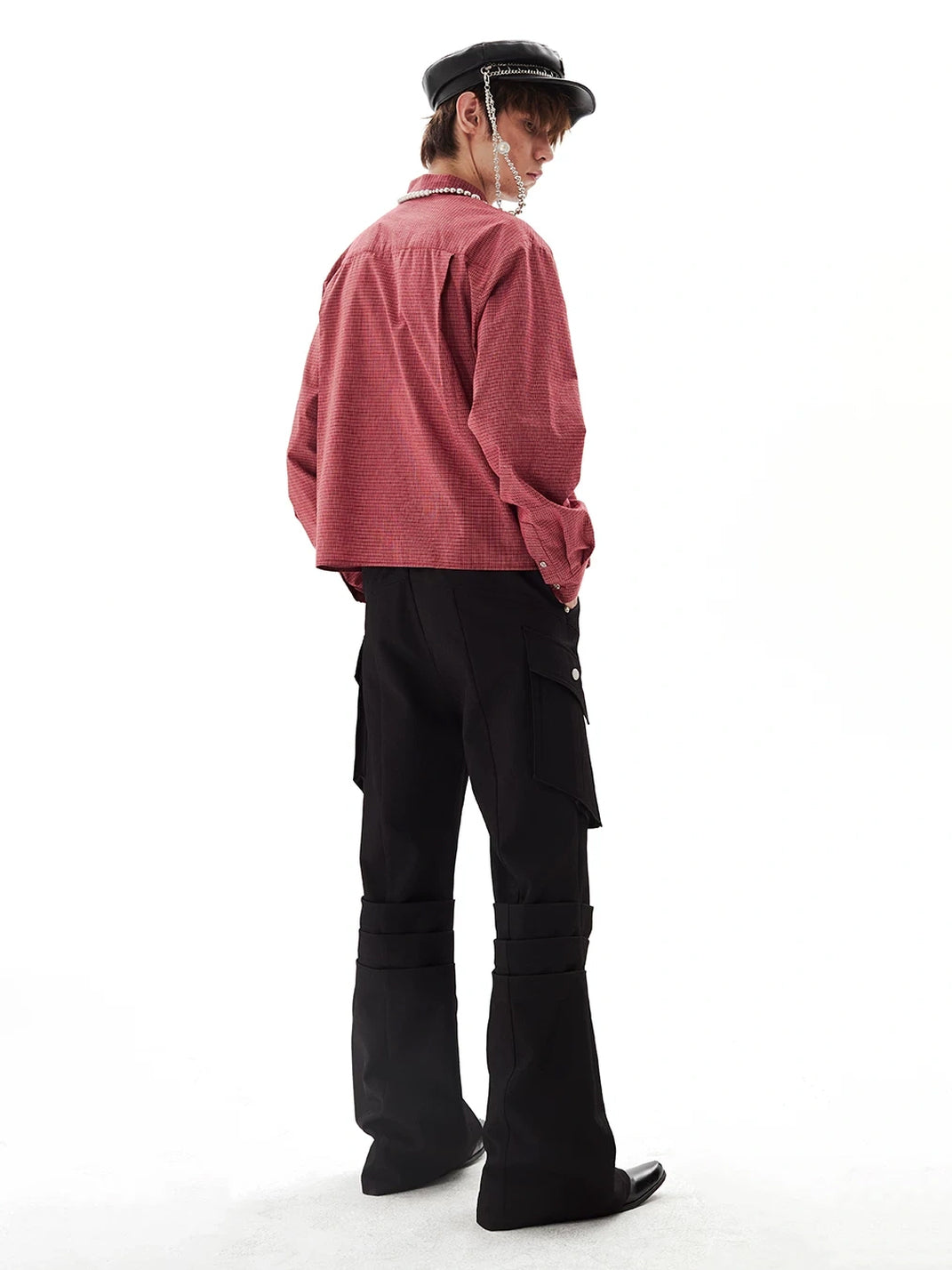 Black Rivet Knee Panel Cargo Flares - product view 6