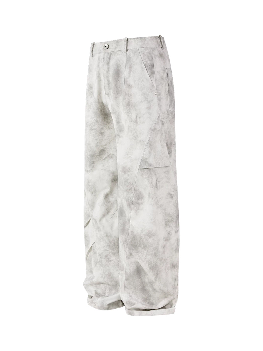 Mottled Gray Panelled Wide-Leg Cargo Trousers - product view 1