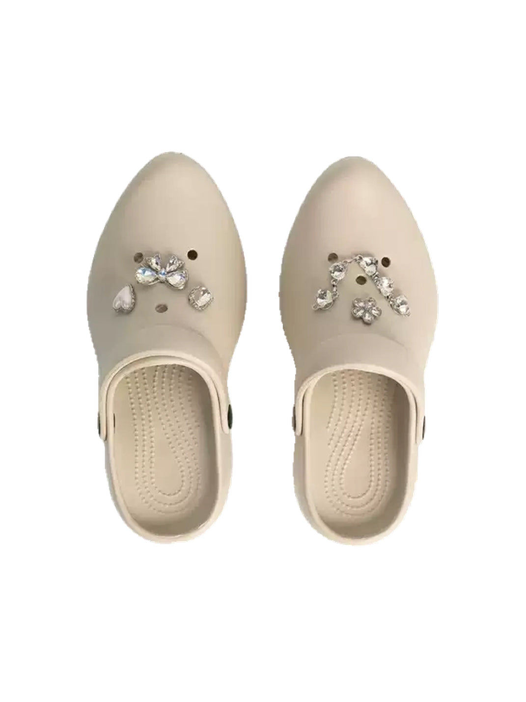 Rhinestone Charm Pointed Platform Clogs - 4