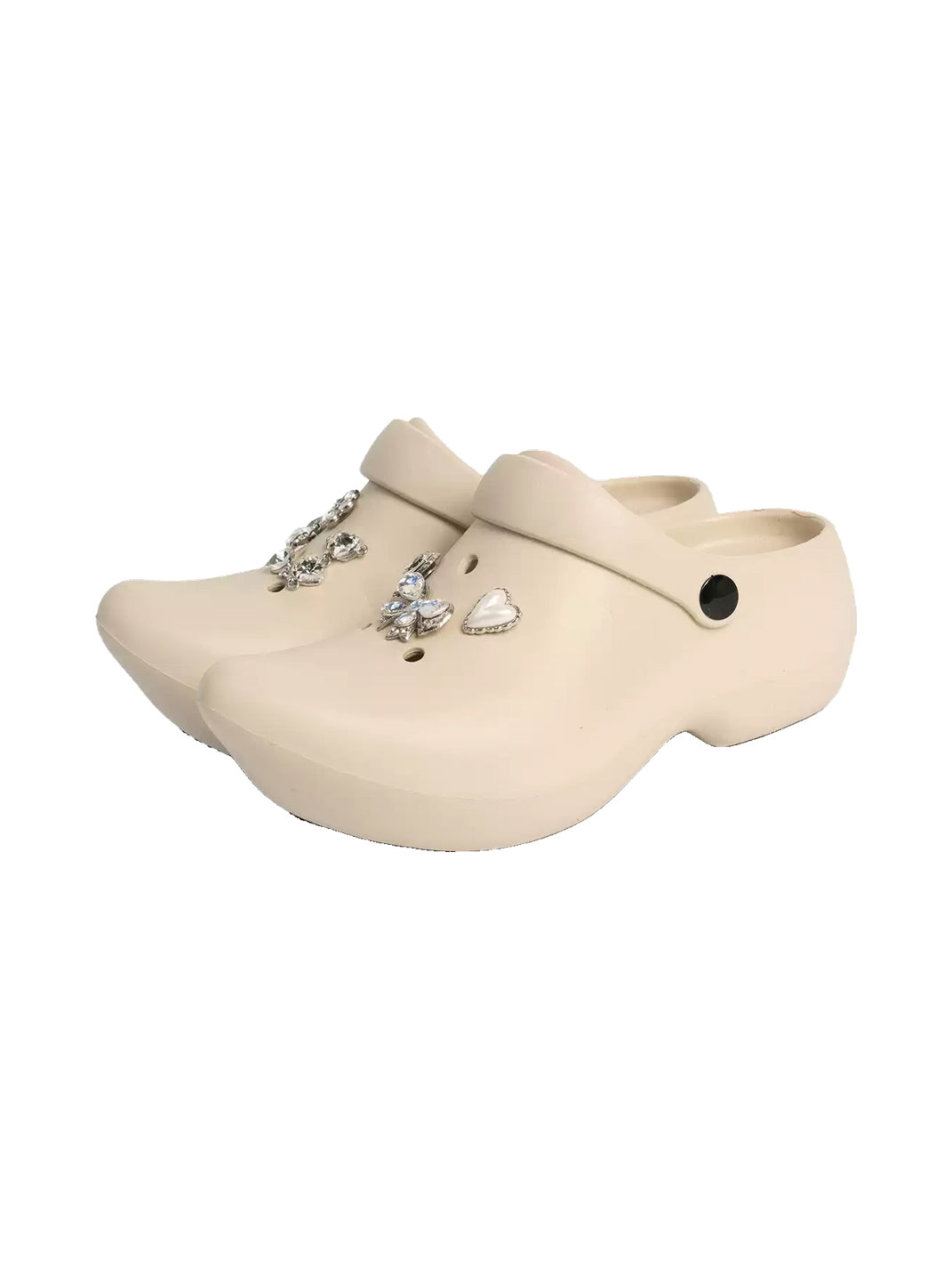 Rhinestone Charm Pointed Platform Clogs - 5