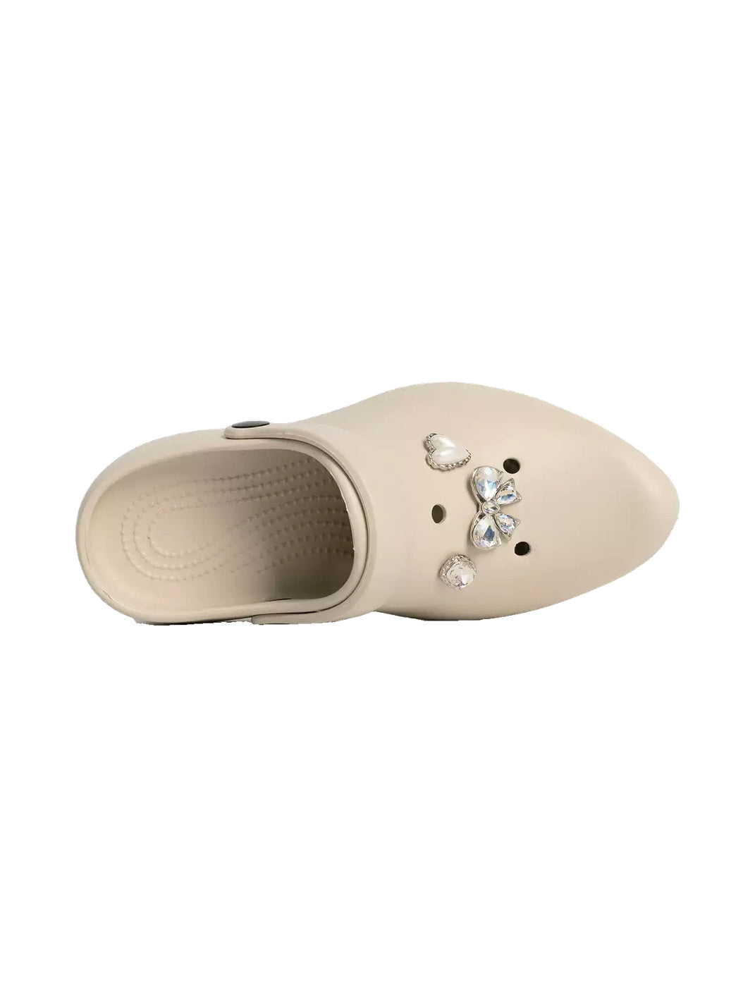 Rhinestone Charm Pointed Platform Clogs - 6