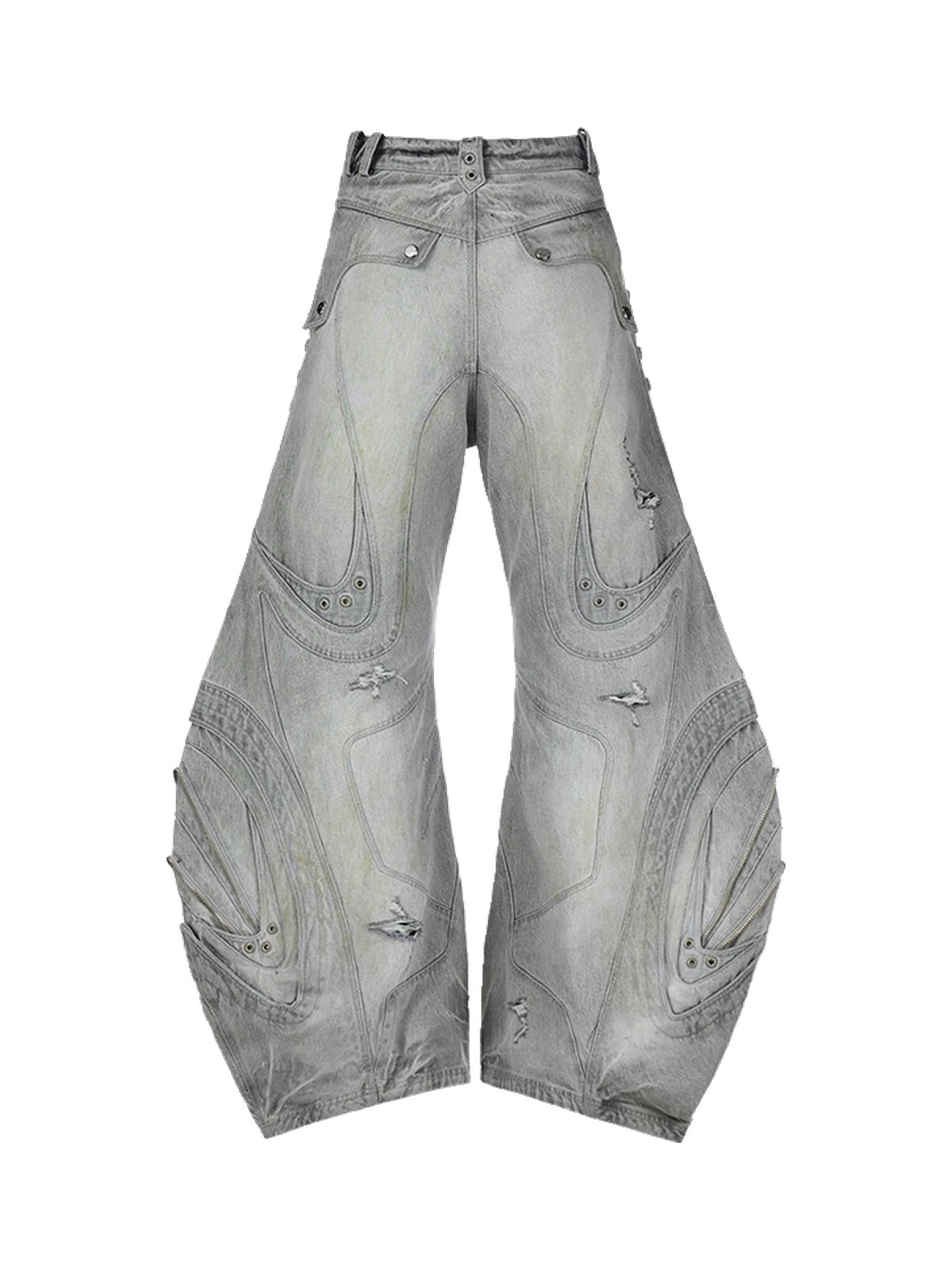 Sculpted Lace Up Patchwork Flare Jeans - view 6