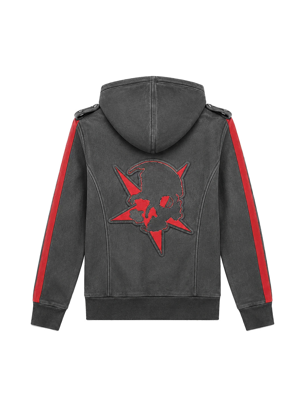 Red Stripe Studded Hooded Biker Jacket - product view 10