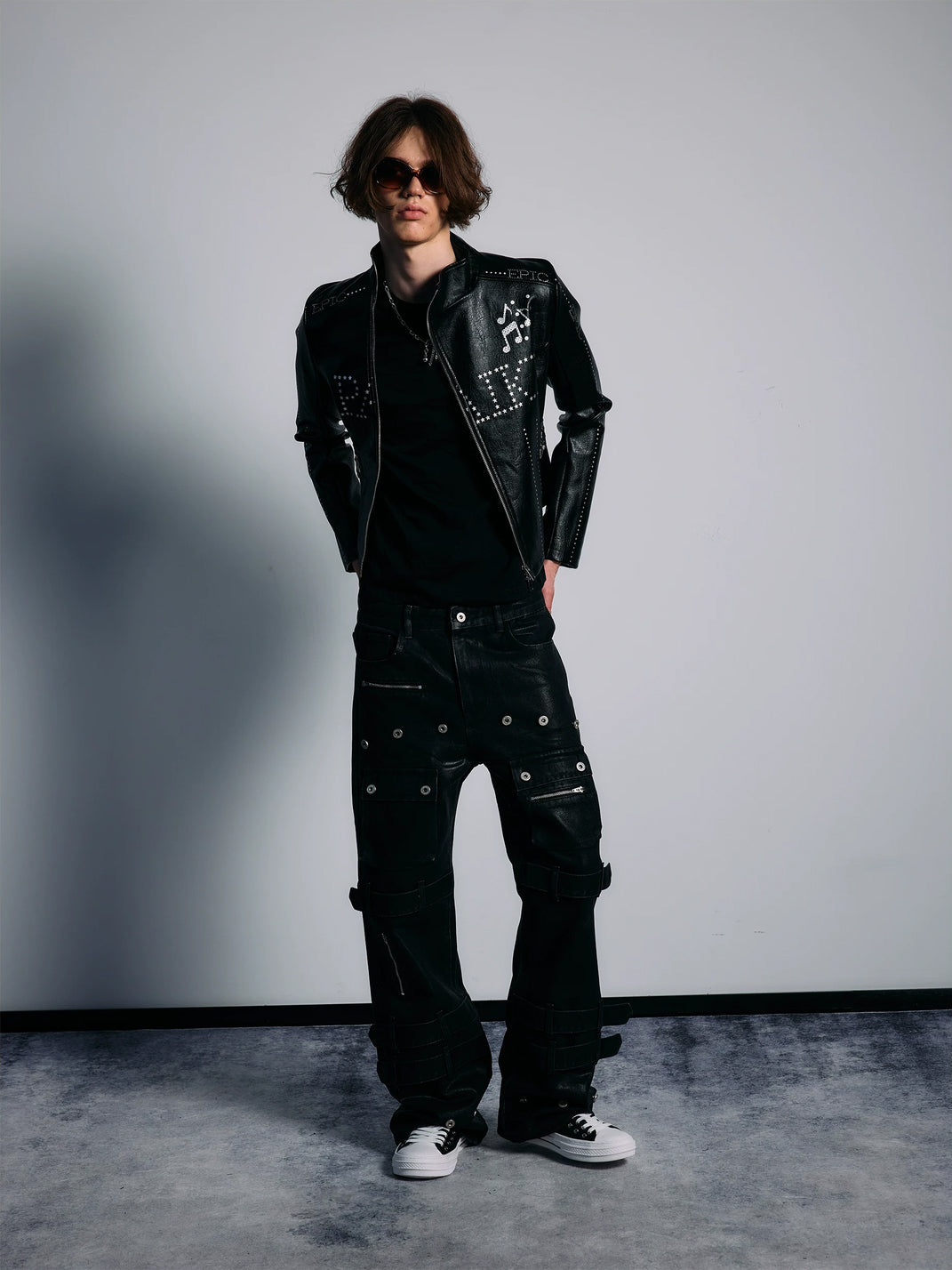 Musical Note Studded Cropped Zip Jacket - product view 8