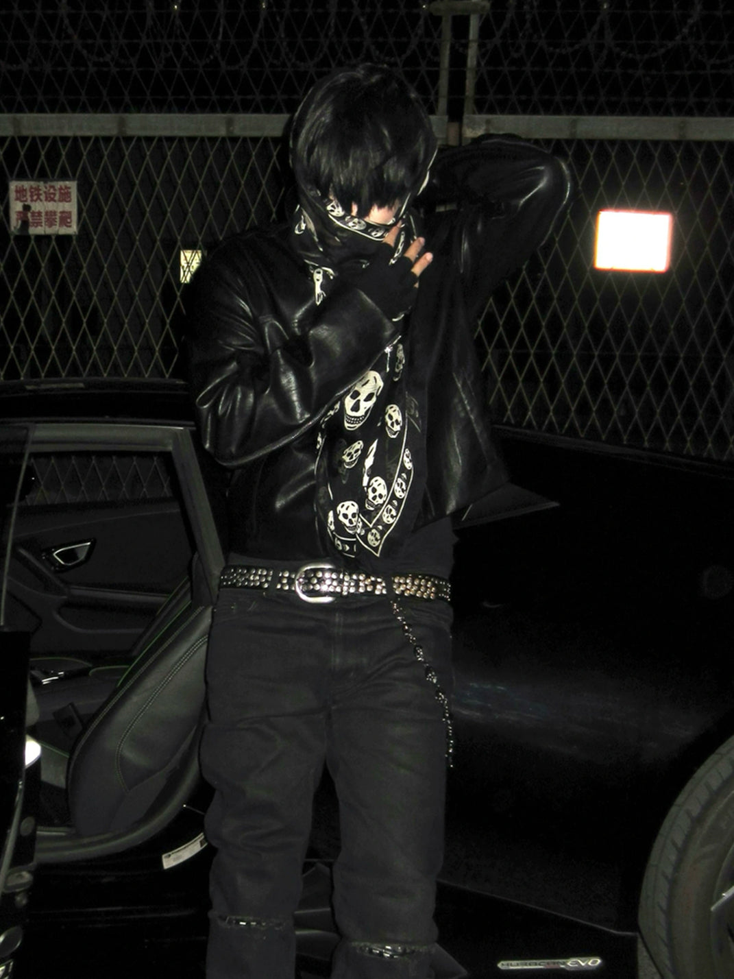 Black PU Jacket with Sleeve Zips - view 7